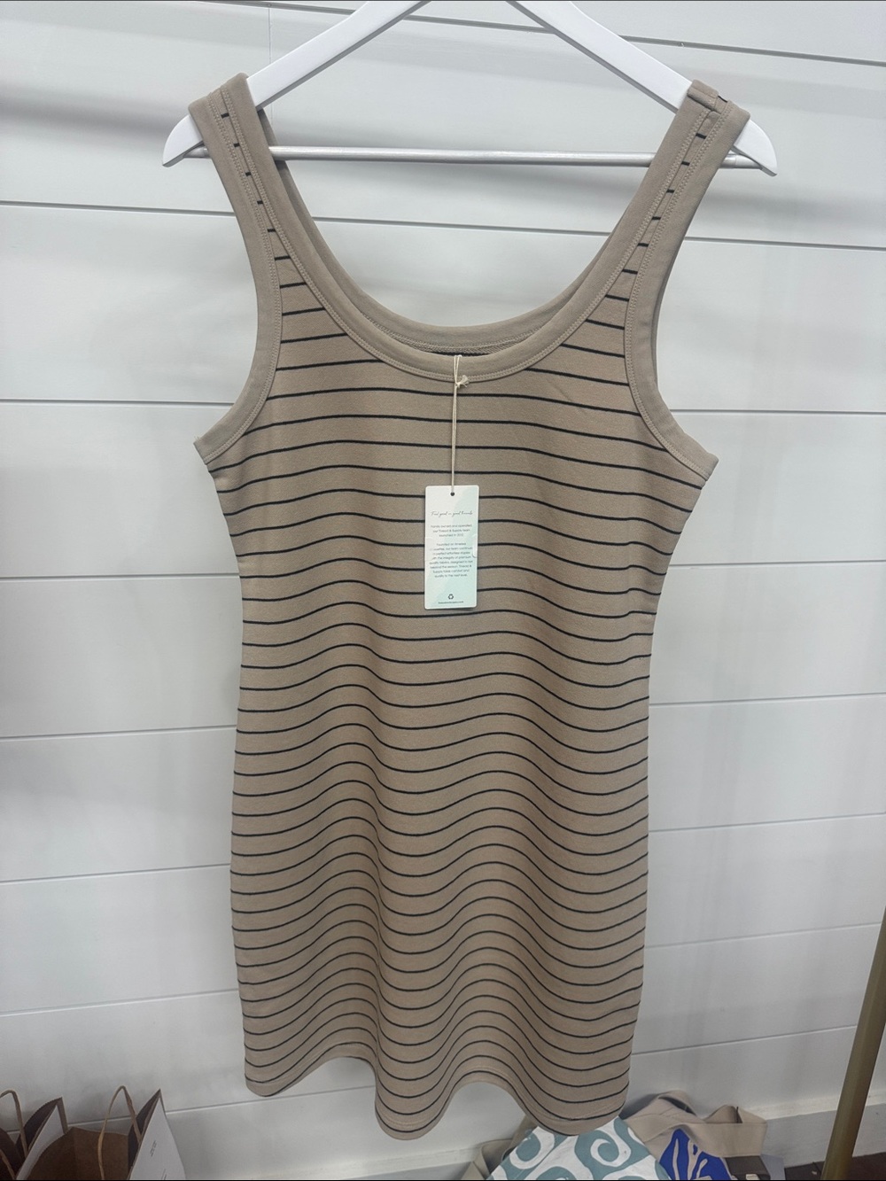 Thread & Supply Beige Striped Tank Mini Dress